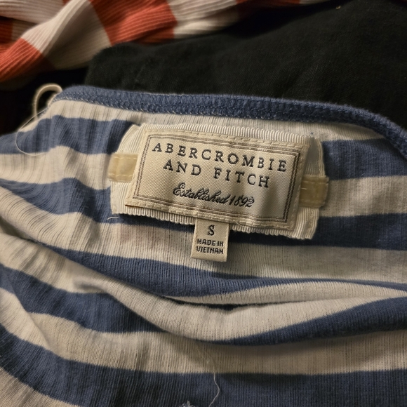 Vintage Y2K Abercrombie & Fitch Blue Striped Tank Top Cami Lace Trim Size S - Picture 3 of 4